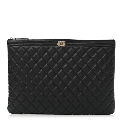 Chanel Caviar Quilted Large Boy Cosmetic Case Black 1 of 7