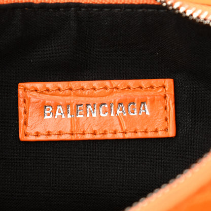Balenciaga Extra Supple Calfskin Crocodile Embossed Le Cagole Shoulder Bag XS Pop Orange 6 of 11