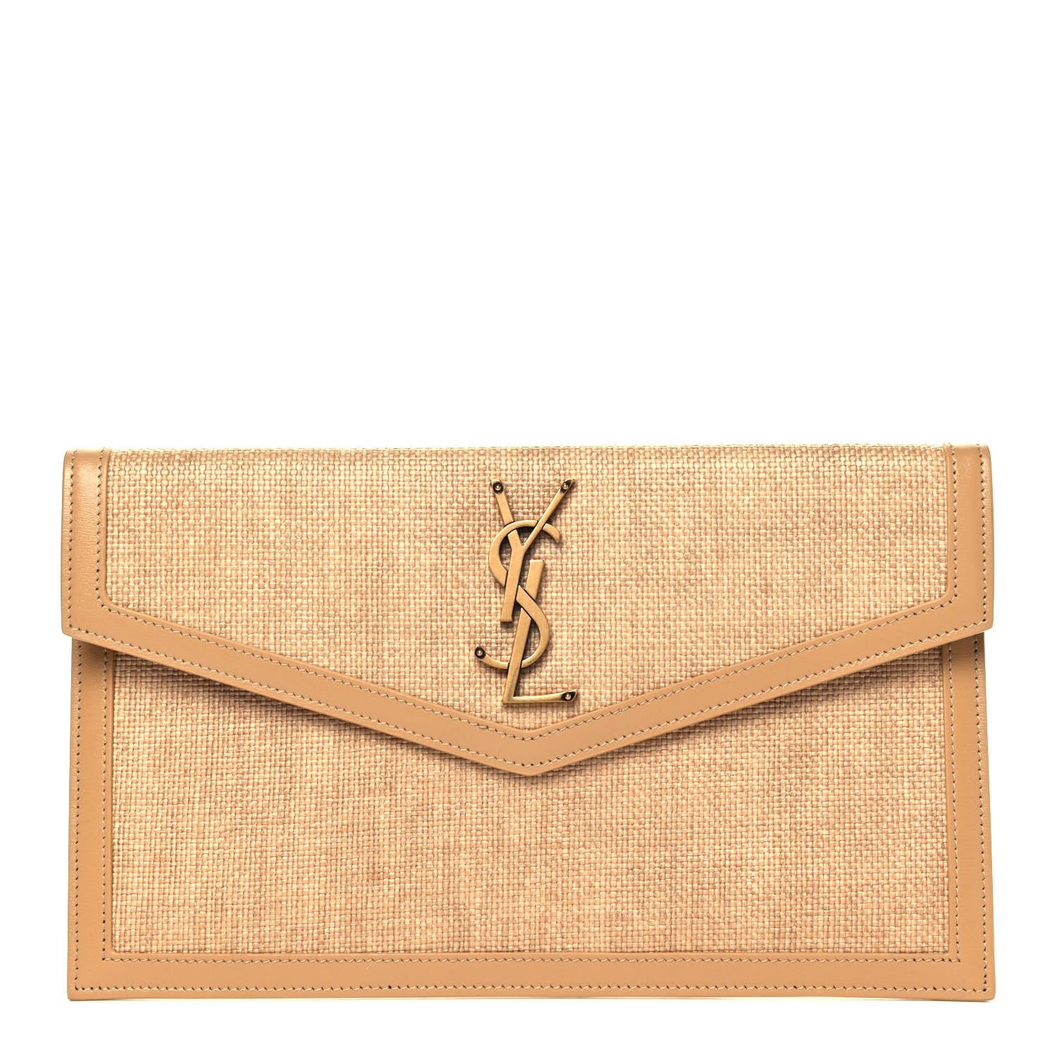 Saint Laurent Micro Raffia Uptown Pouch Natural Hay Blush 1 of 9