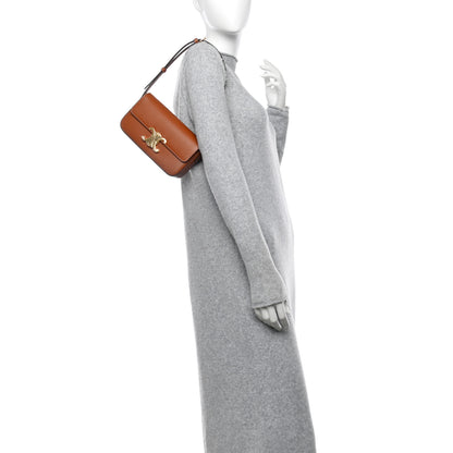Celine Shiny Calfskin Triomphe Shoulder Bag Tan 2 of 10