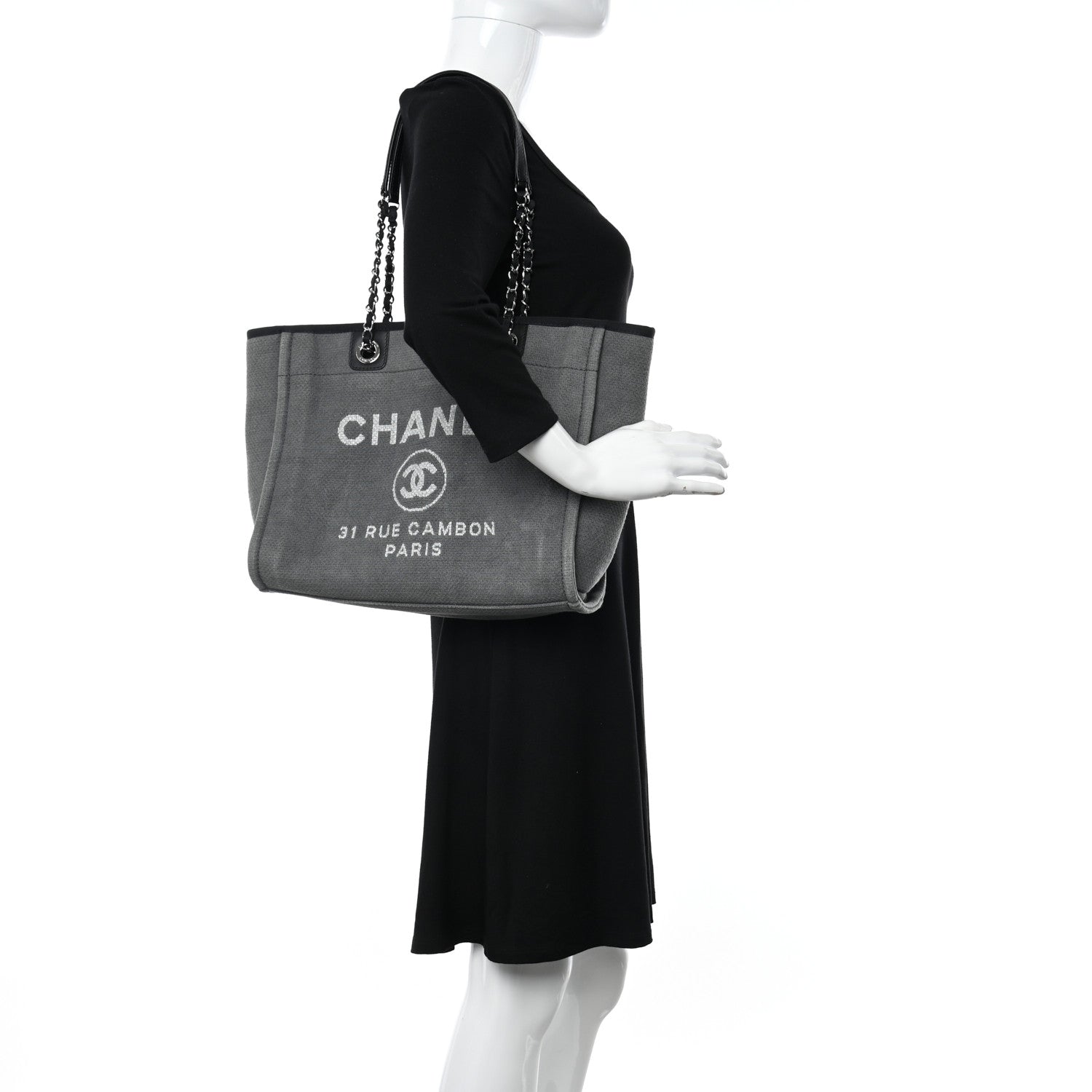 Chanel Canvas Small Deauville Tote Grey 2 of 11