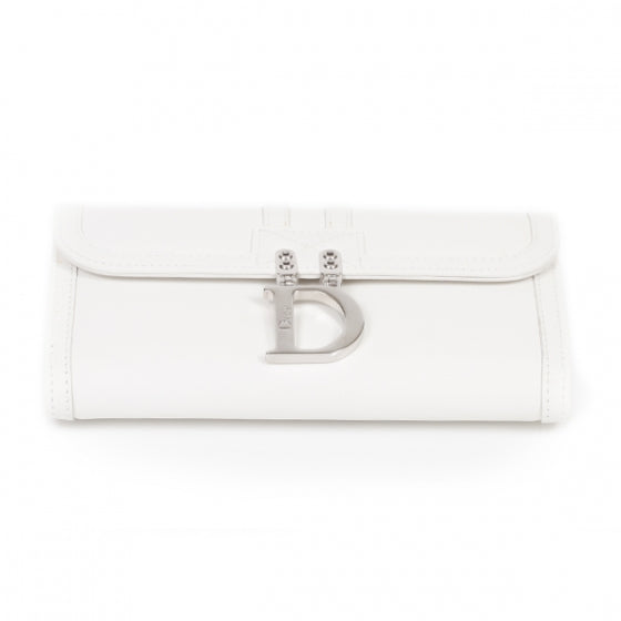 Leather Cannage D Charm Wallet White