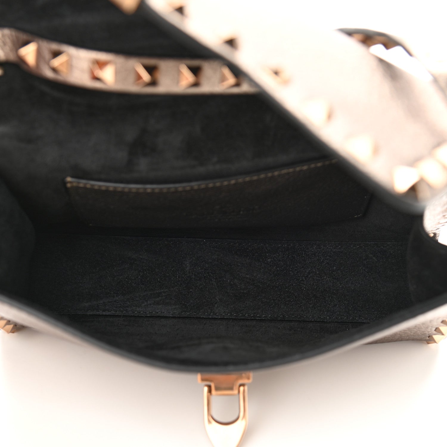 Valentino Garavani Metallic Pebbled Calfskin Medium Rockstud Flip Lock Crossbody Bag Sasso 5 of 9