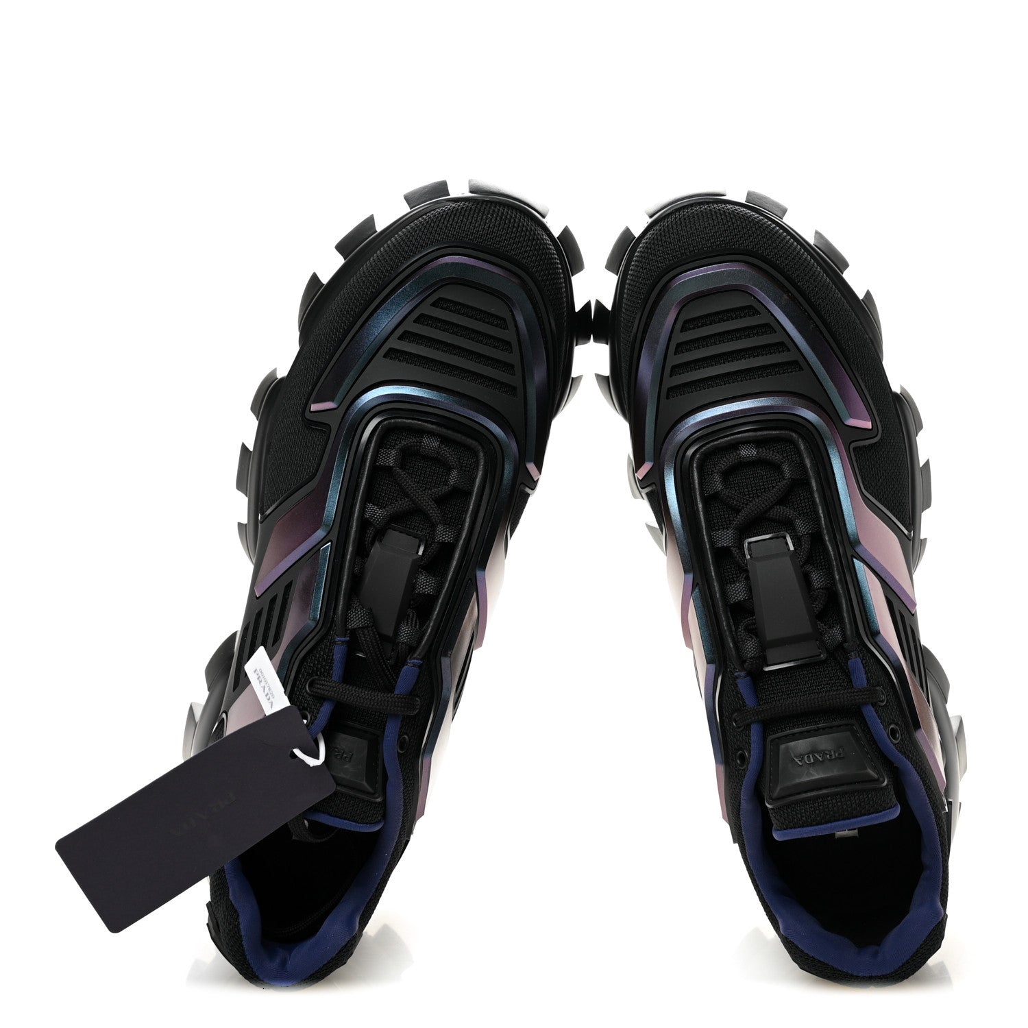 Prada Rubber Knit Fabric Iridescent Mens Cloudbust Thunder Sneakers 10.5 Black 2 of 10