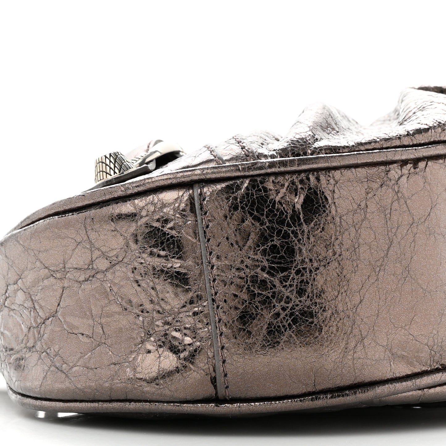 Metallic Agneau Arena Le Cagole Shoulder Bag XS Dark Bronze