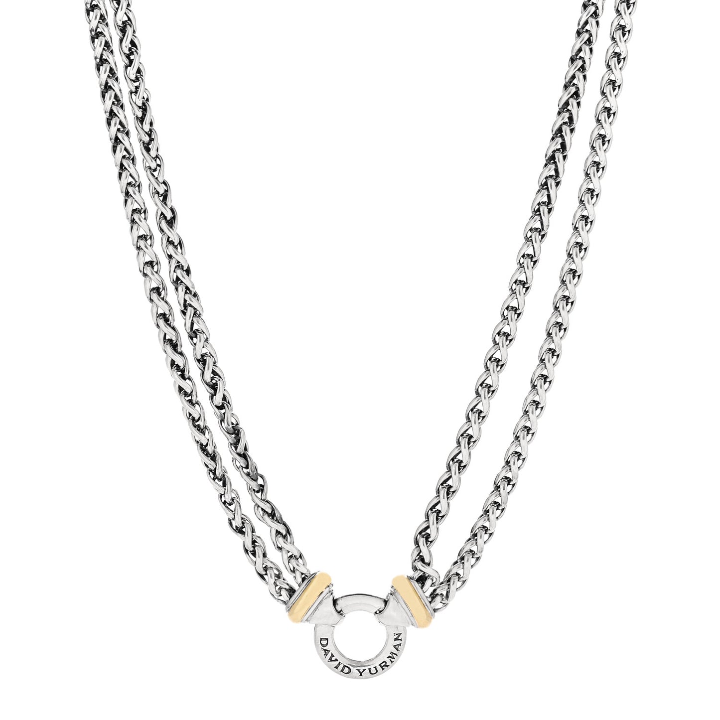 Sterling Silver 18K Yellow Gold 8mm Double Wheat Chain Necklace