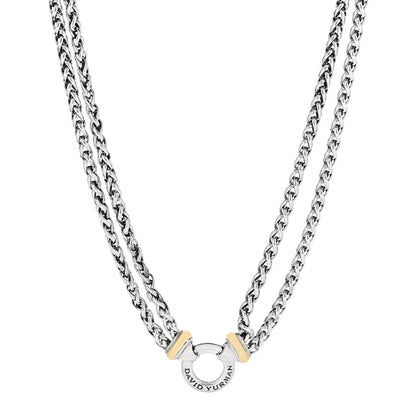 David Yurman Sterling Silver 18K Yellow Gold 8mm Double Wheat Chain Necklace 1 of 6
