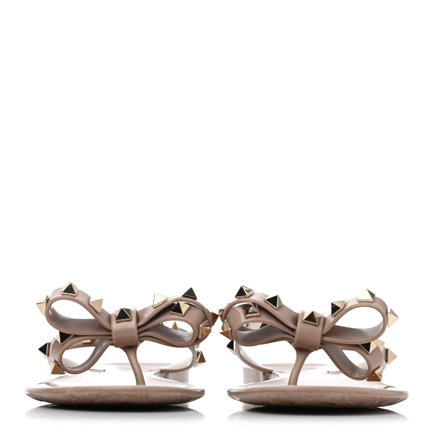 PVC Jelly Rockstud Bow Thong Sandals 37 Poudre