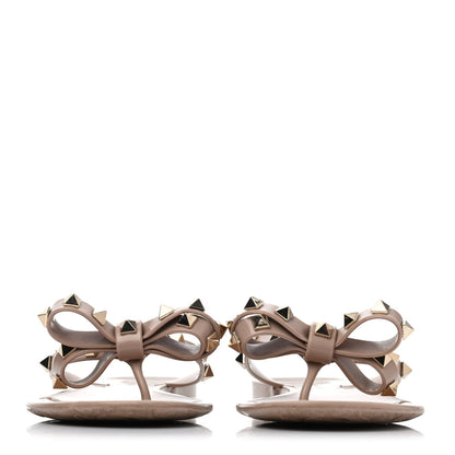 Valentino Garavani PVC Jelly Rockstud Bow Thong Sandals 37 Poudre 2 of 4