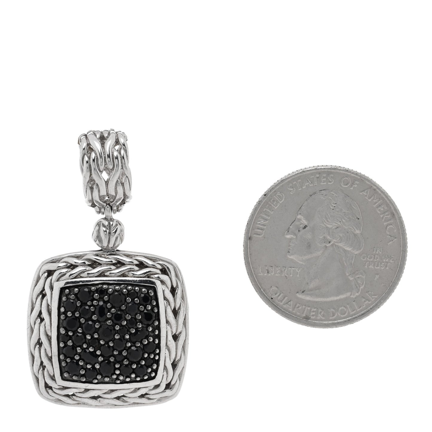 Sterling Silver Black Sapphire Classic Chain Square Pendant