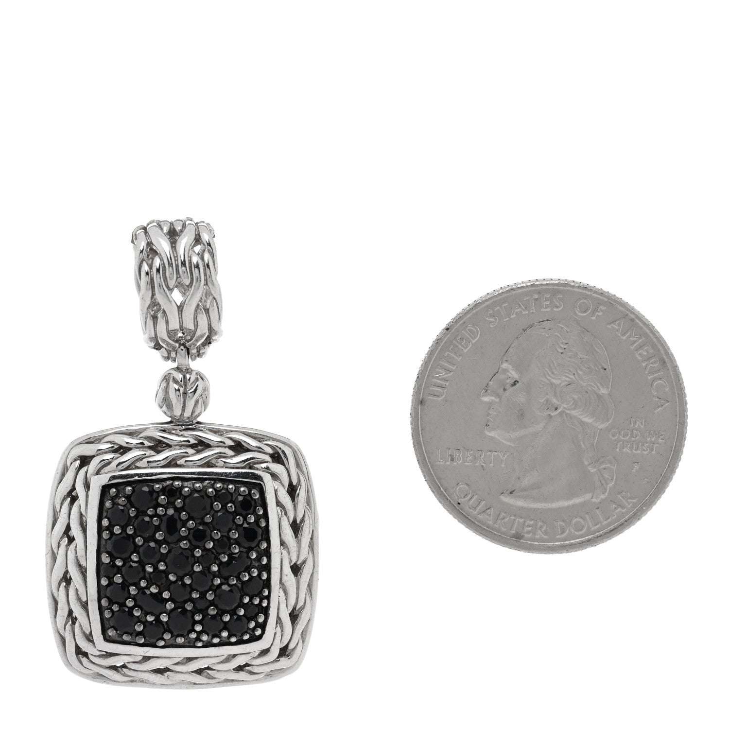 John Hardy Sterling Silver Black Sapphire Classic Chain Square Pendant 2 of 3