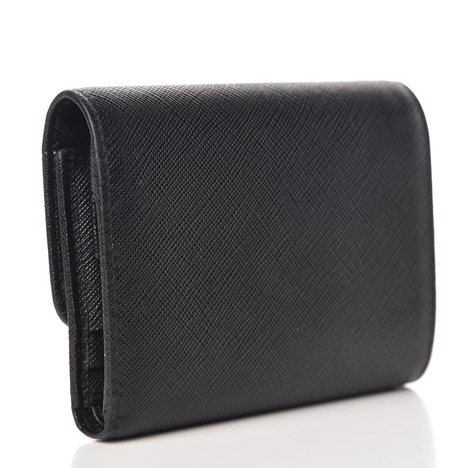 Prada Saffiano Metal Tri-Fold Wallet Black 3 of 9