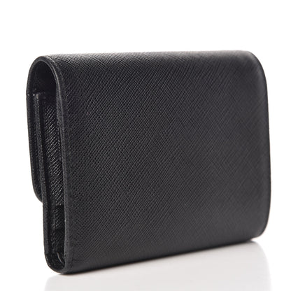 Prada Saffiano Metal Tri-Fold Wallet Black 3 of 9