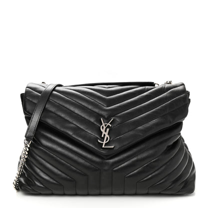 Saint Laurent Calfskin Y Quilted Monogram Large Loulou Chain Satchel Black 1 of 13