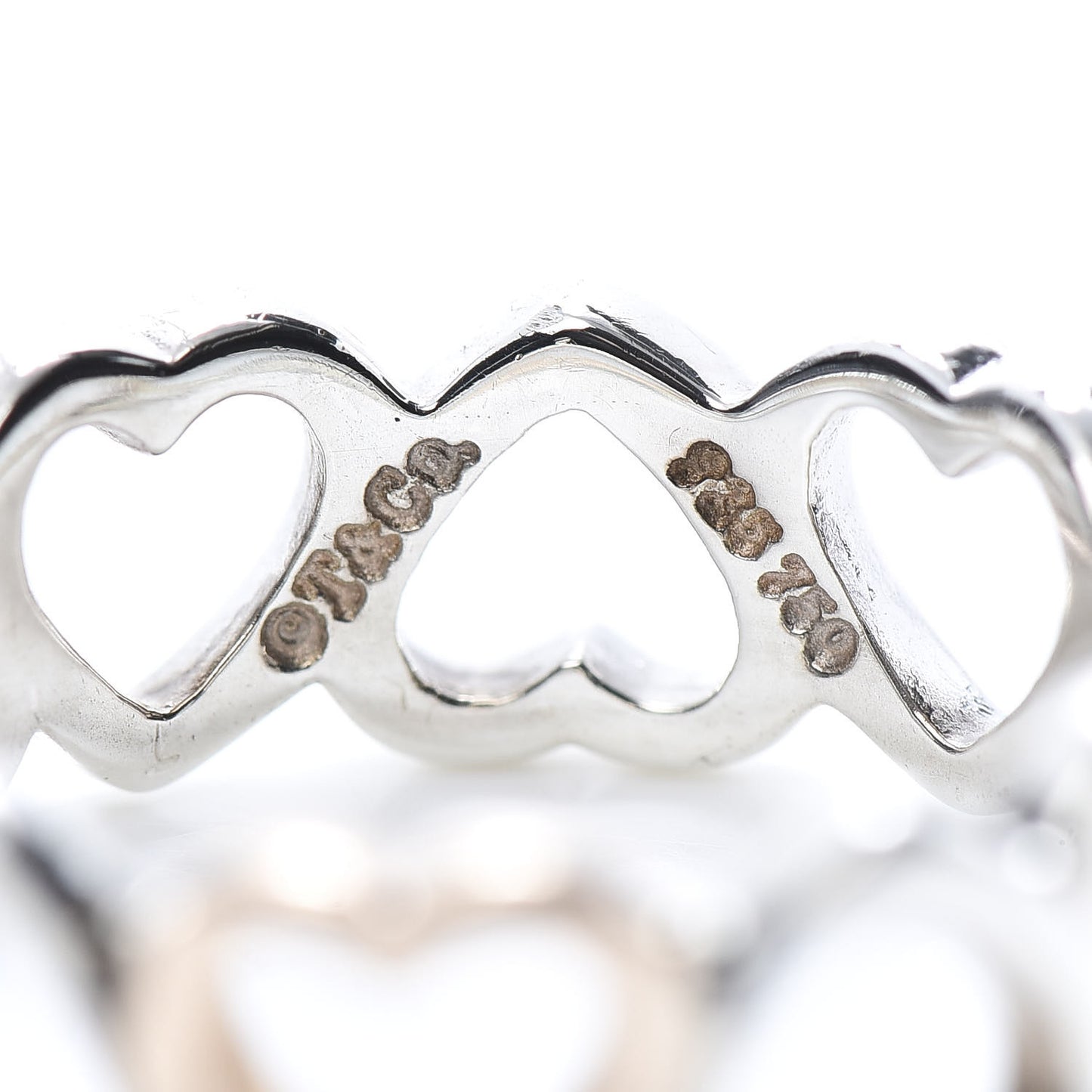 Sterling Silver 18K Rose Gold Hearts Eternity Band Ring 56 7.75
