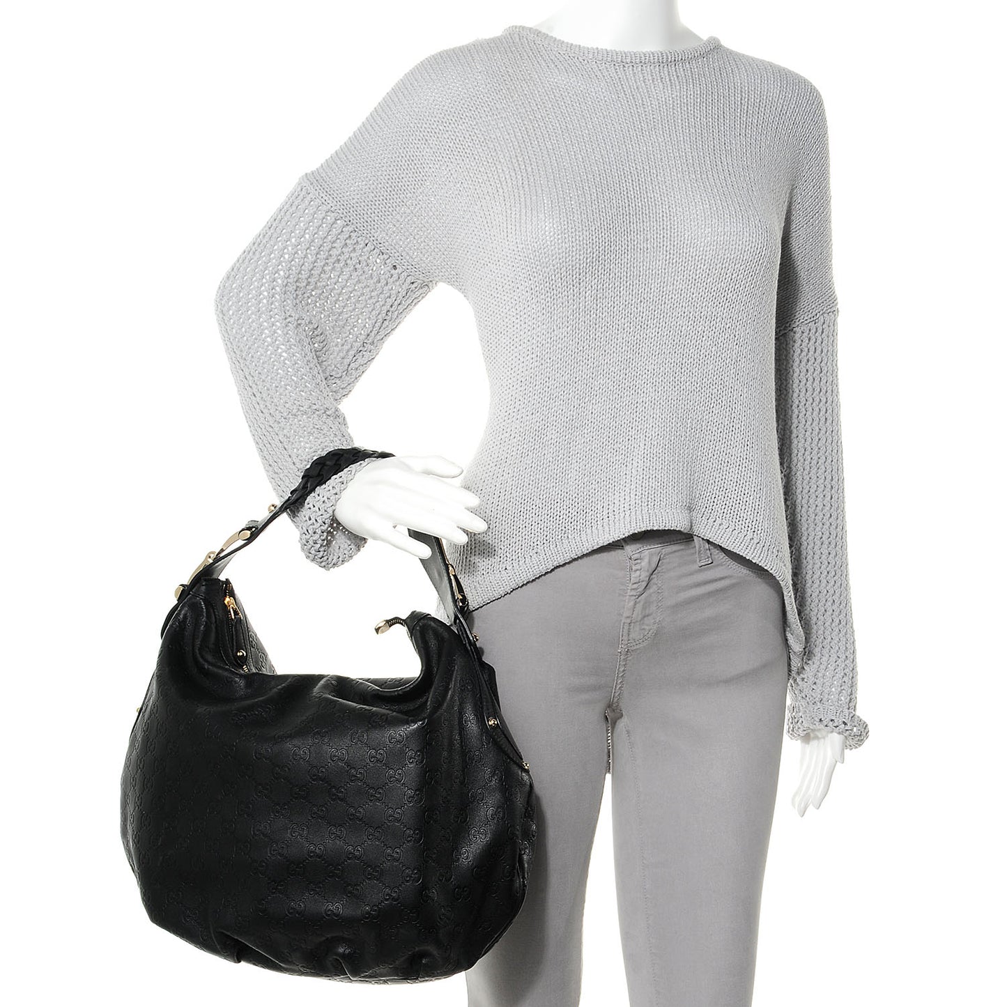 Guccissima Leather Pelham Medium Hobo Black