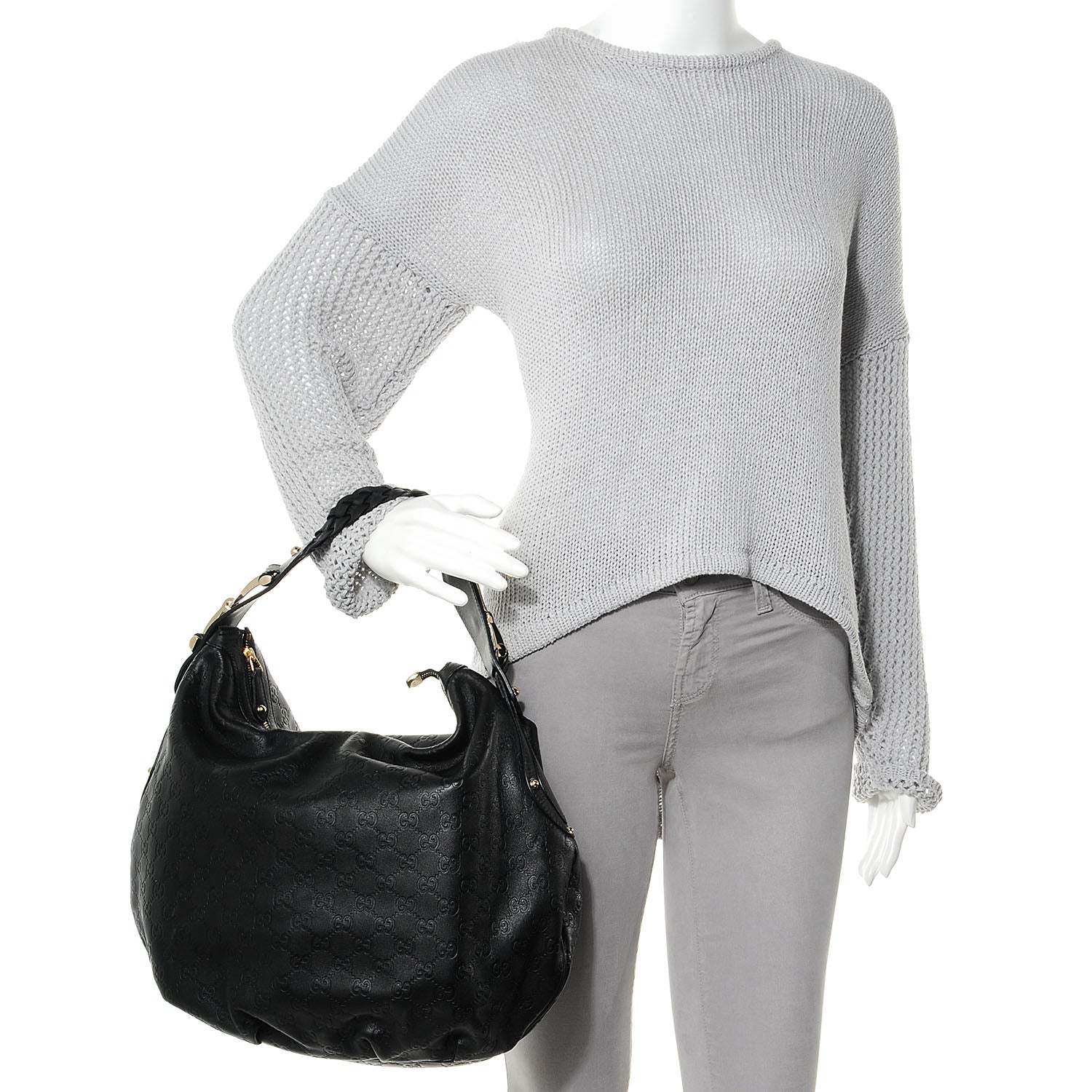 Gucci Guccissima Leather Pelham Medium Hobo Black 2 of 7