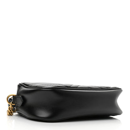 Gucci Calfskin Matelasse Small GG Marmont Chain Shoulder Bag Black 4 of 10