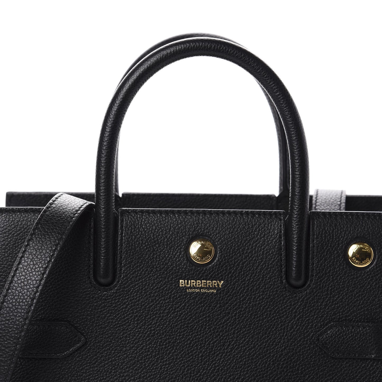 Grainy Calfskin Mini Two Handle Title Bag Black
