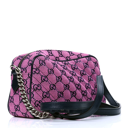 Gucci Monogram Multicolor Matelasse Diagonal Small GG Marmont Chain Shoulder Bag Pink Blue 2 of 4