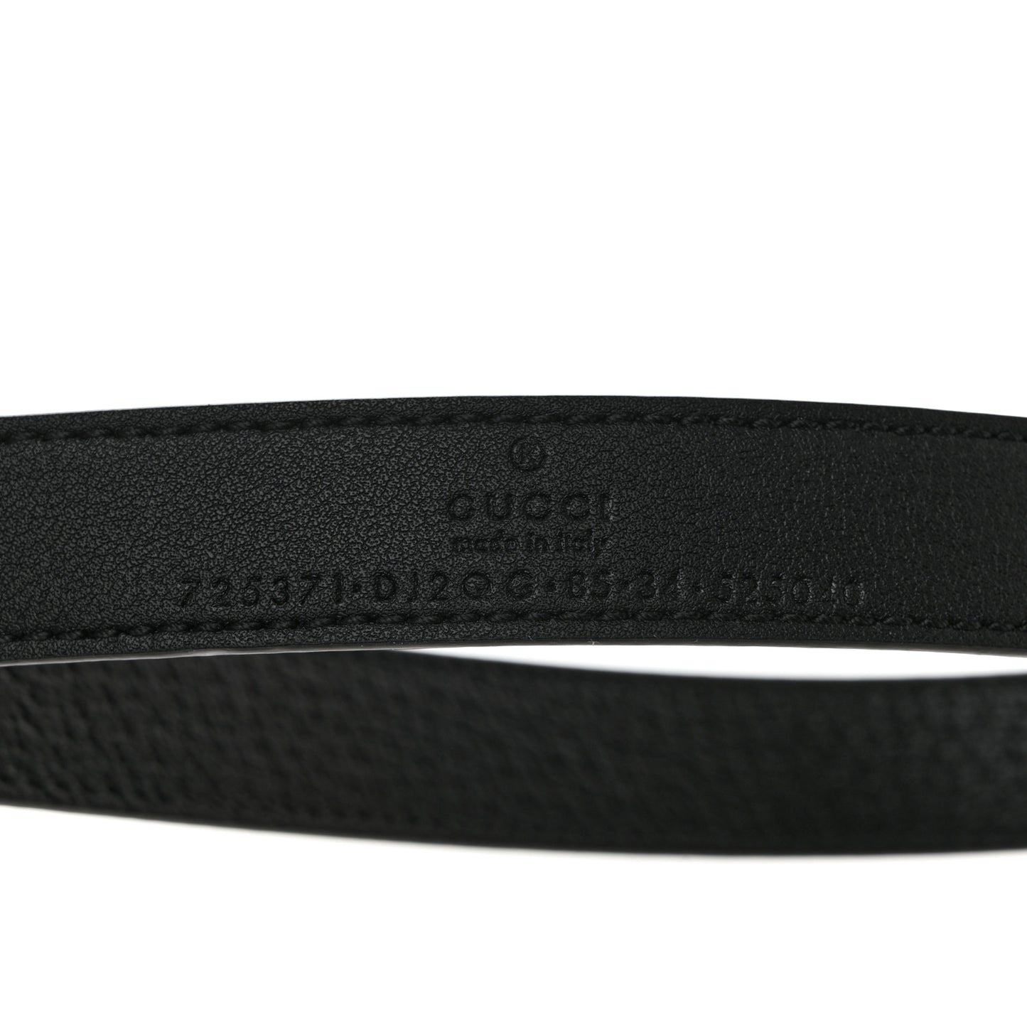 Textured Dollar Calfskin Double G Strawberry Thin Belt 85 34 Black