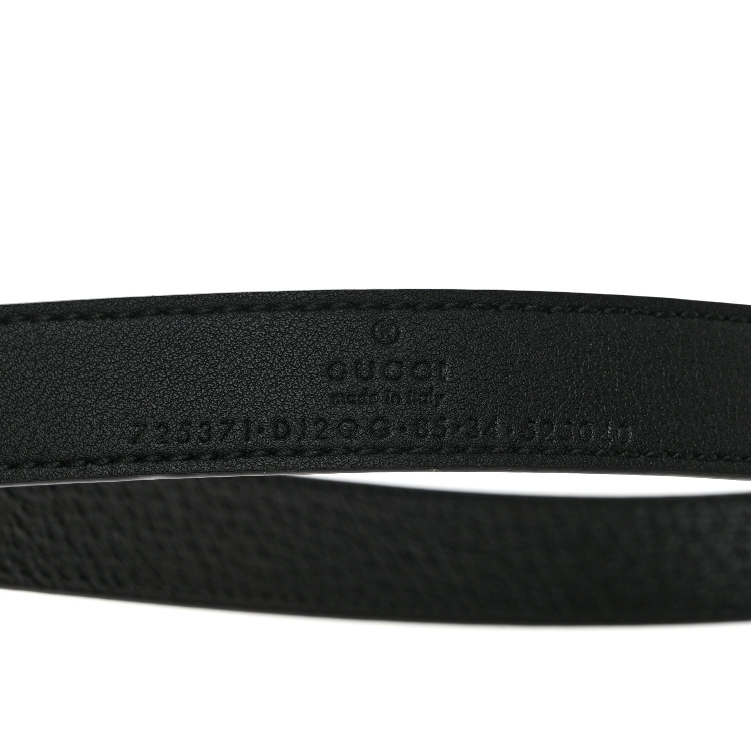 Gucci Textured Dollar Calfskin Double G Strawberry Thin Belt 85 34 Black 5 of 5