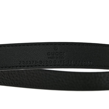 Gucci Textured Dollar Calfskin Double G Strawberry Thin Belt 85 34 Black 5 of 5