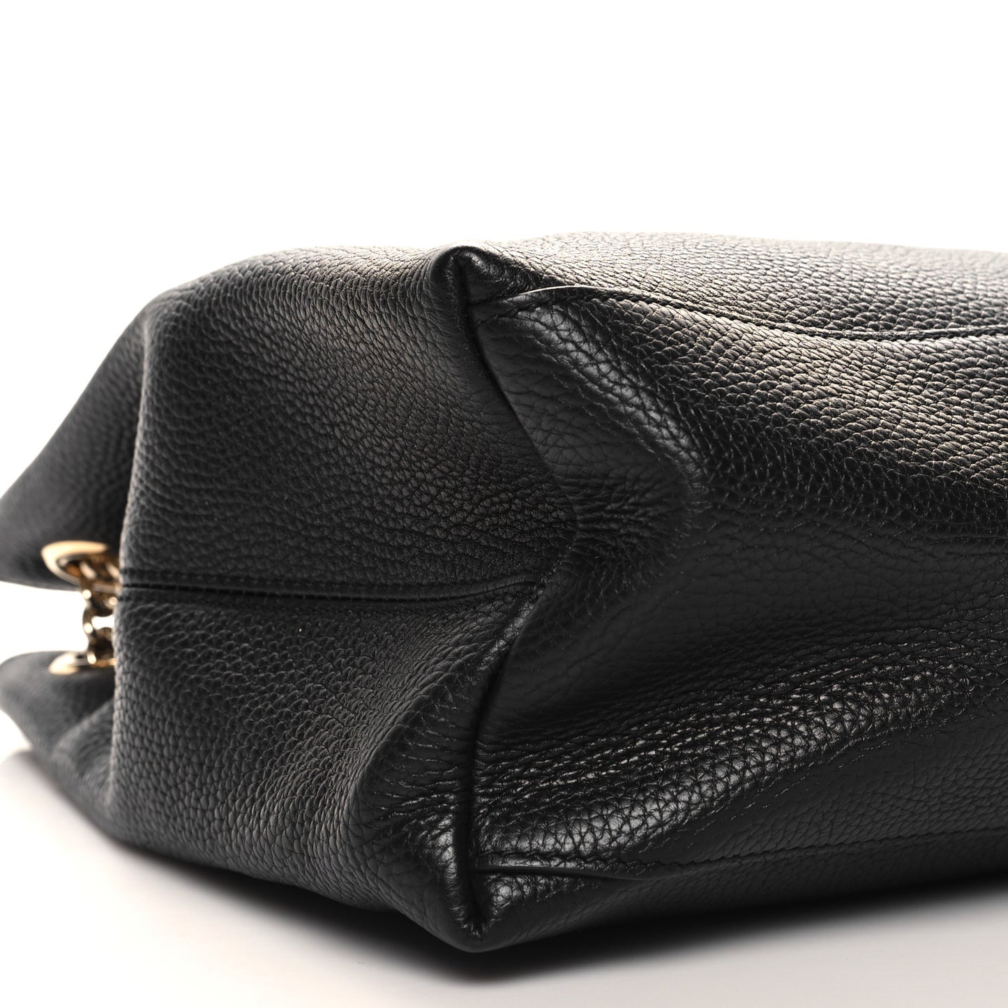 Pebbled Calfskin Medium Soho Chain Shoulder Bag Black