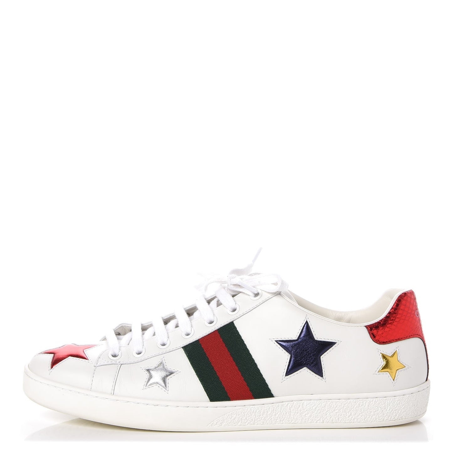 Calfskin Ayers Web Star Embroidered Ace Sneakers 41 White Multi
