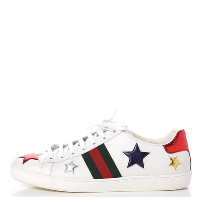 Gucci Calfskin Ayers Web Star Embroidered Ace Sneakers 41 White Multi 1 of 11