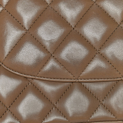 Chanel Lambskin Quilted Jumbo Double Flap Dark Beige 21 of 31