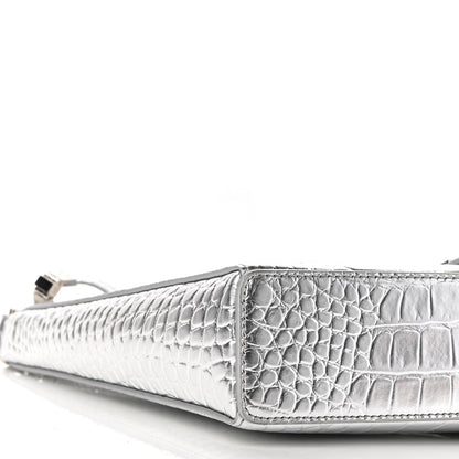 Givenchy Metallic Calfskin Croc Embossed Small Cut Out Shoulder Bag Silver 8 of 8