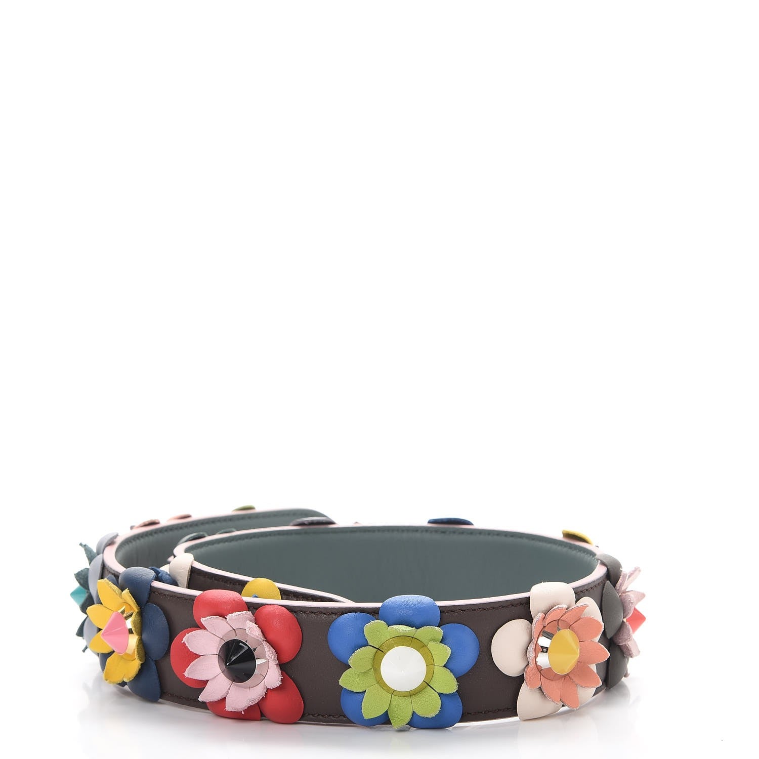 Fendi Vitello Dolce Flowerland Studded Strap You Moresco Malachite 2 of 5