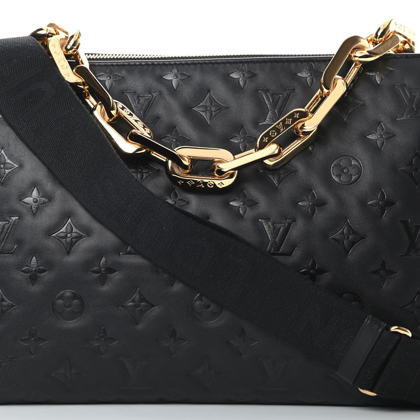 Lambskin Embossed Monogram Coussin MM Black