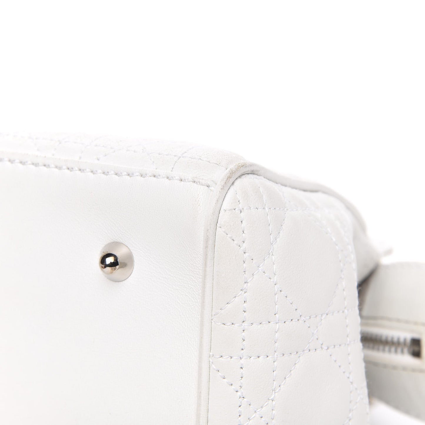 Lambskin Cannage Soft Lady Dior Satchel White