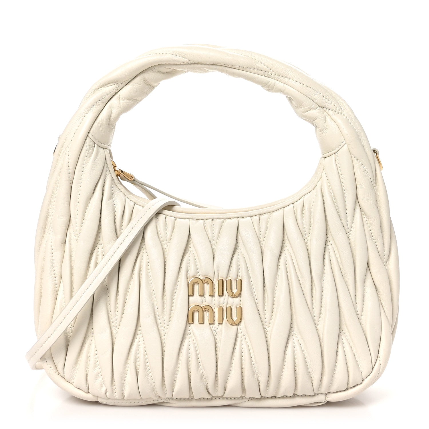 Miu Miu Nappa Matelasse Small Wander Hobo White 1 of 9