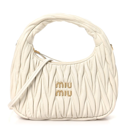 Miu Miu Nappa Matelasse Small Wander Hobo White 1 of 9
