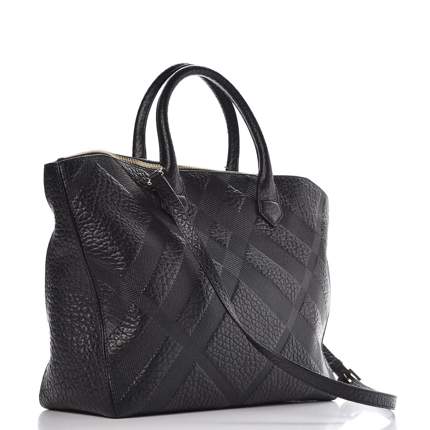 Burberry Heritage Grain Check Embossed Medium Dewsbury Tote Black 4 of 9