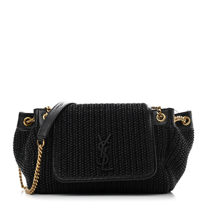 Saint Laurent Raffia Calfskin Small Nolita Shoulder Bag Black 1 of 10