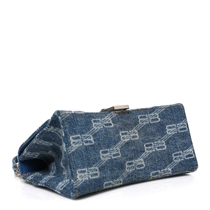Balenciaga Denim BB Monogram Small Hourglass Top Handle Bag Blue 4 of 10