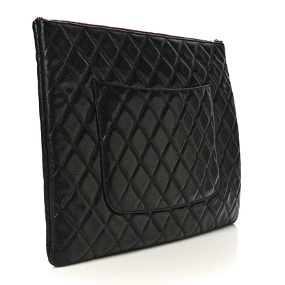 Chanel Caviar Quilted Large Cosmetic Case Black 3 of 10