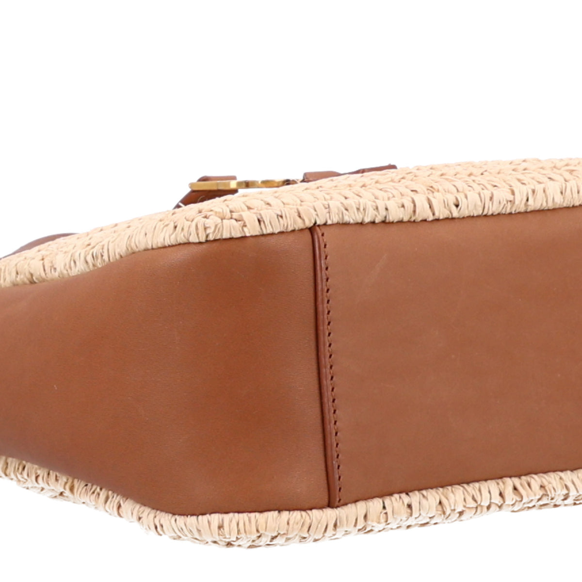 Raffia Calfskin Le 5 A 7 Baby Hobo Natural Brick