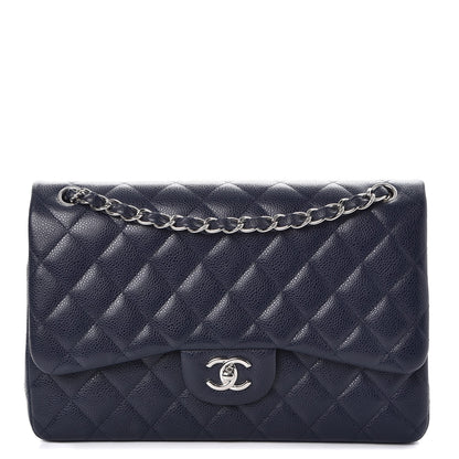 Chanel Caviar Quilted Jumbo Double Flap Navy Blue 1 of 10