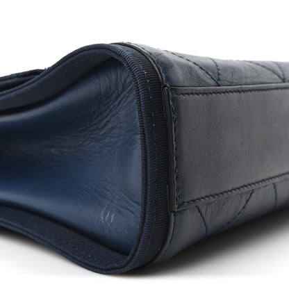 Chanel Calfskin Stitched Medium Single Flap Navy 9 of 10