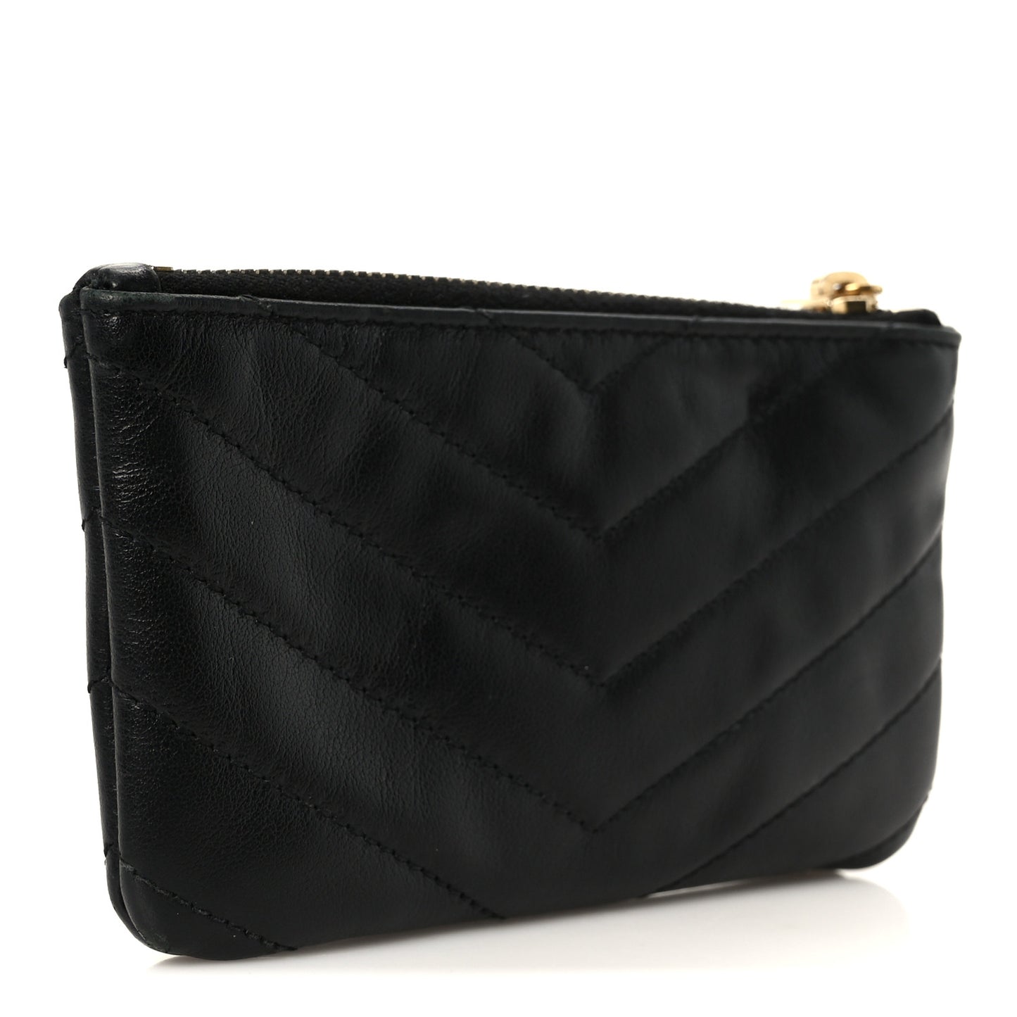 Calfskin Matelasse Monogram Key Pouch Black