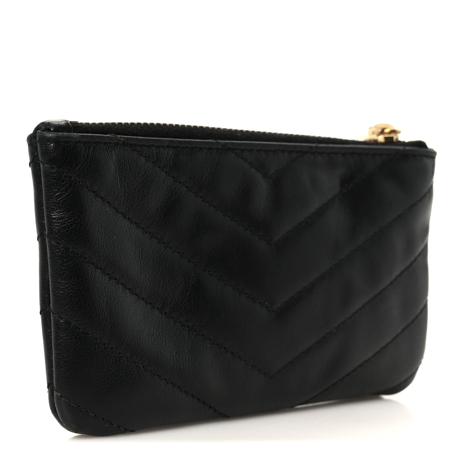 Saint Laurent Calfskin Matelasse Monogram Key Pouch Black 3 of 8