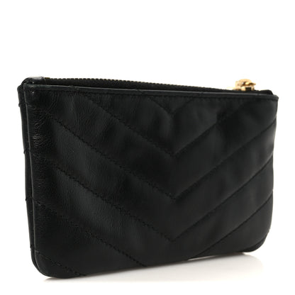 Saint Laurent Calfskin Matelasse Monogram Key Pouch Black 3 of 8