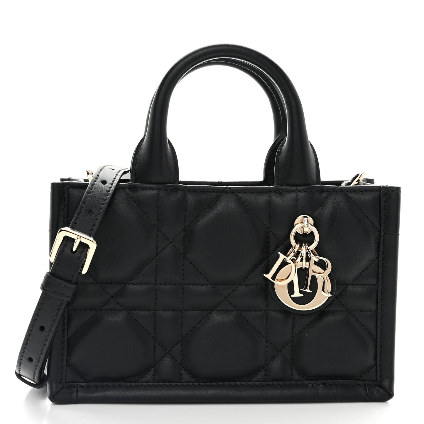 Calfskin Macrocannage Mini Book Tote Black