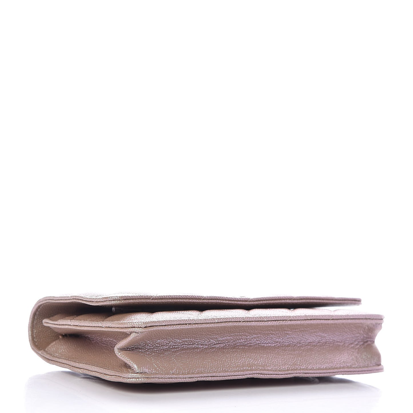 Iridescent Caviar Quilted Wallet On Chain WOC Beige