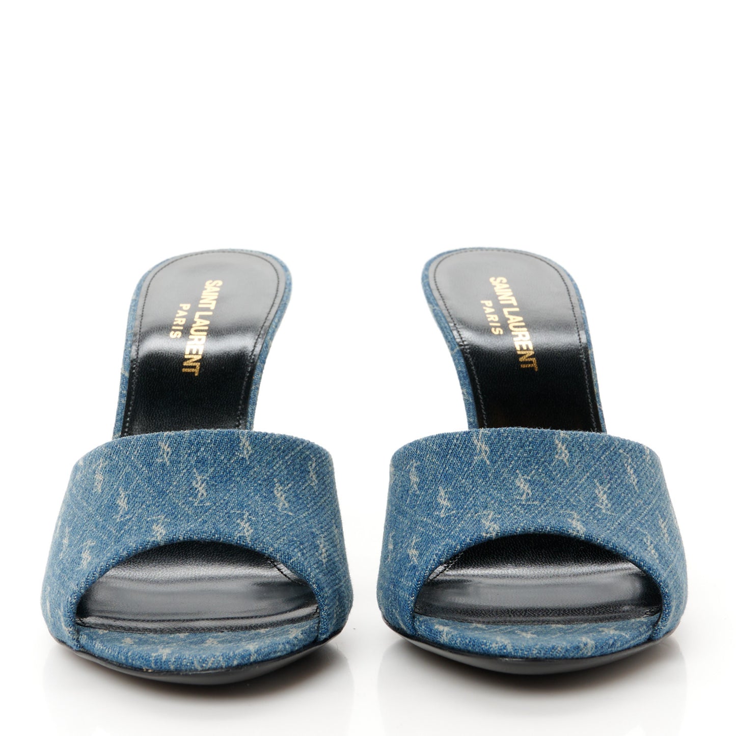Denim Monogram La 16 Mule Sandals 38.5 Blue Jeans